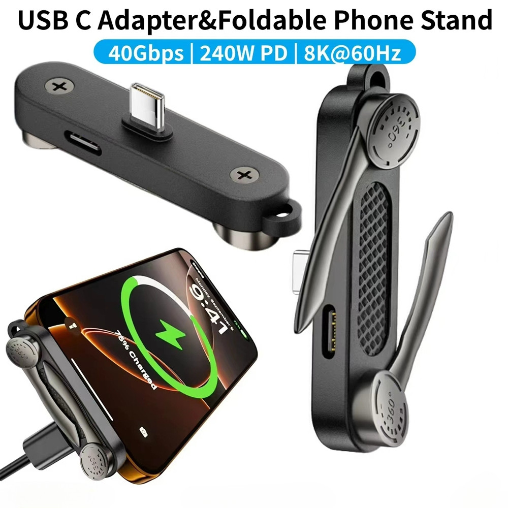 Adaptador de Carregamento Rápido USB-C 240W 40Gbps Transferência de Dados de Alta Velocidade Conversor de Display 8K 60H