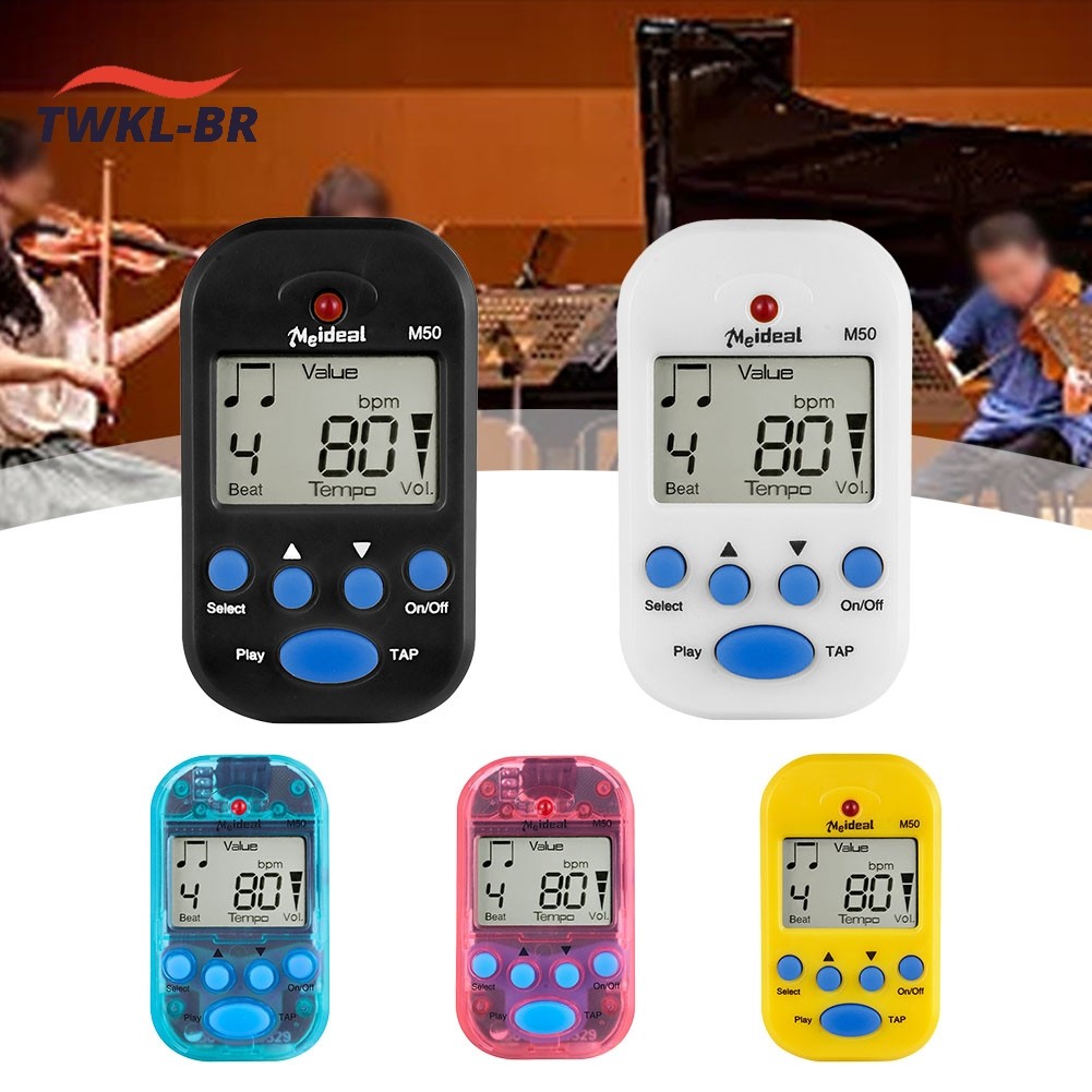 < TWKL > M50 Mini Metrônomo Clip-on LCD Digital Rhythm Guitarra Para Violino Baixo ❀