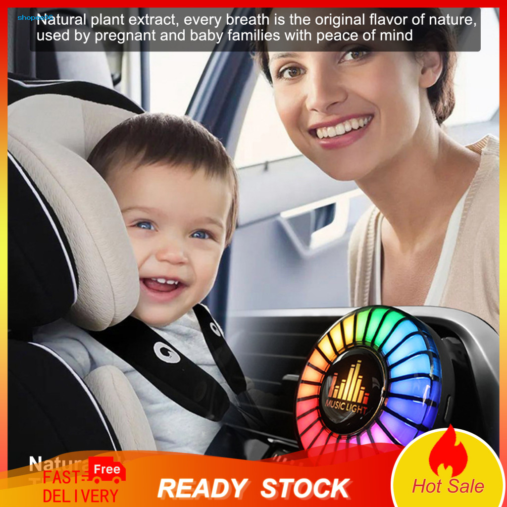 Long Lasting Car Freshener Air Vent Clip with Music Rhythm Light Voice Activated Auto On/off Long-lasting Fragrance Puri