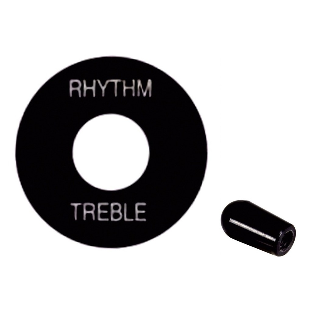 Escudo Rhythm Treble + Knob ponteira Chave Seletora Preto/Branco - 3,5mm - Guitarra