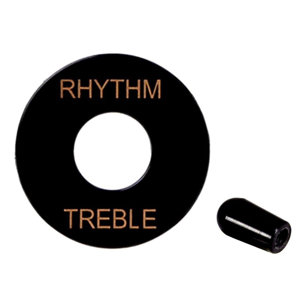Escudo Rhythm Treble + Knob ponteira Chave Seletora Preto/Dourado - 3,5mm - Guitarra