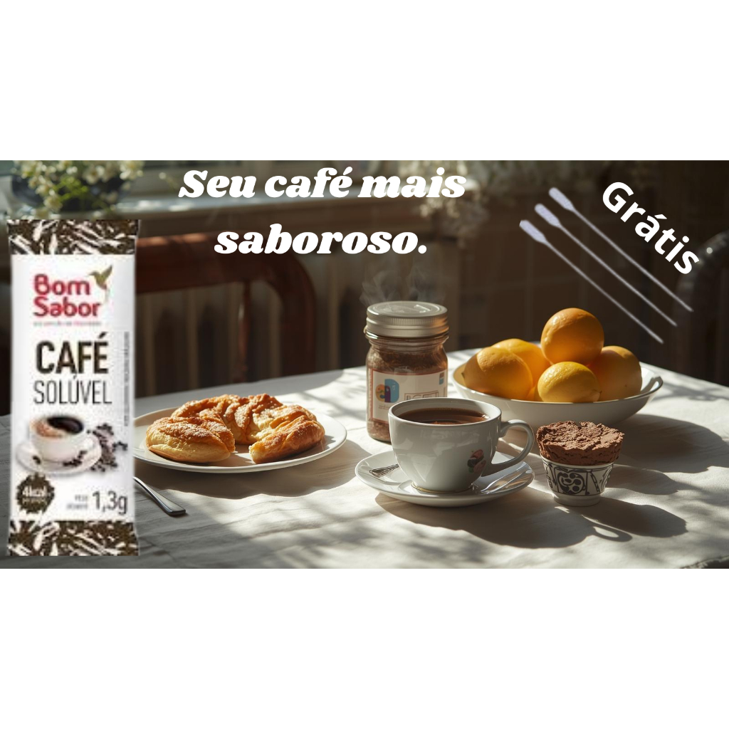 Café  Solúvel Sachê  1,3g  Bom Sabor  60 unidades (GRÁTIS 30 MEXEDOR MINI REMO 8.5 CMS)