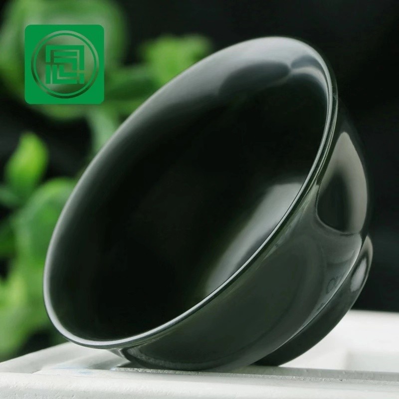Nianyu jóias Xinjiang Hetian Jade conjunto de chá Natural preto safira xícara de chá Material fino Ultra-fino copo lumin