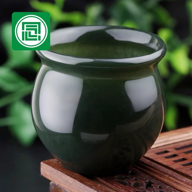 Nianyu jóias Xinjiang Hetian Jade conjunto de chá Natural preto safira xícara de chá Material fino Ultra-fino copo lumin