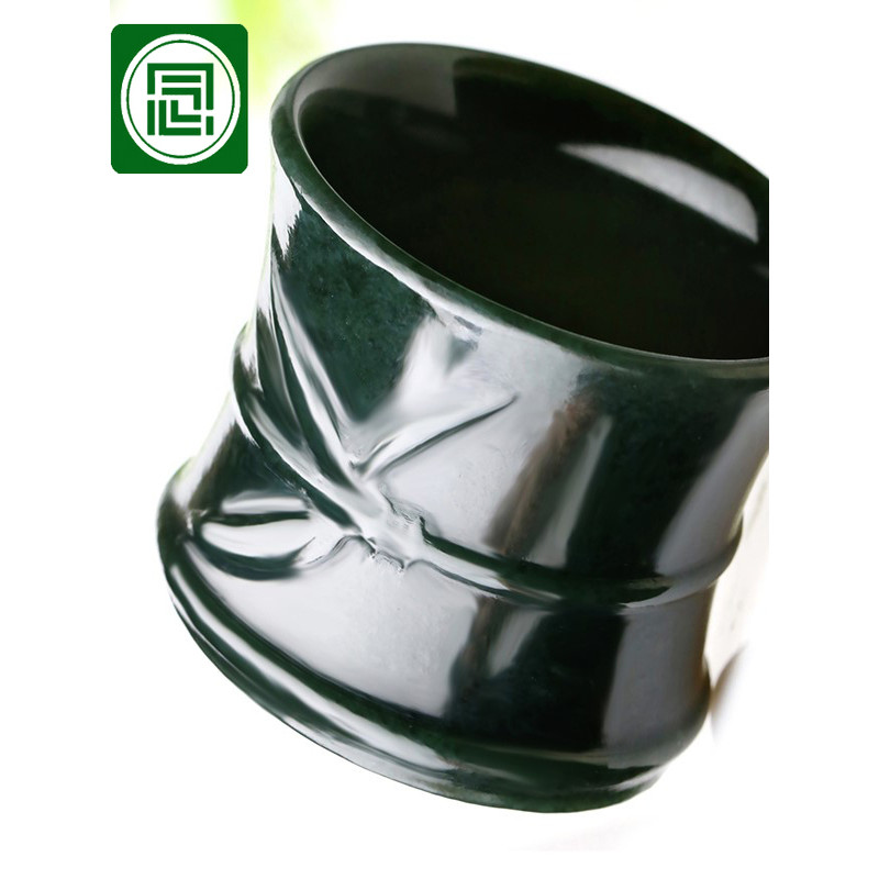 Nianyu Xinjiang Hetian jade copo de chá jade Natural safira copo de vinho Ultra-fino copo luminoso bambu alto único copo