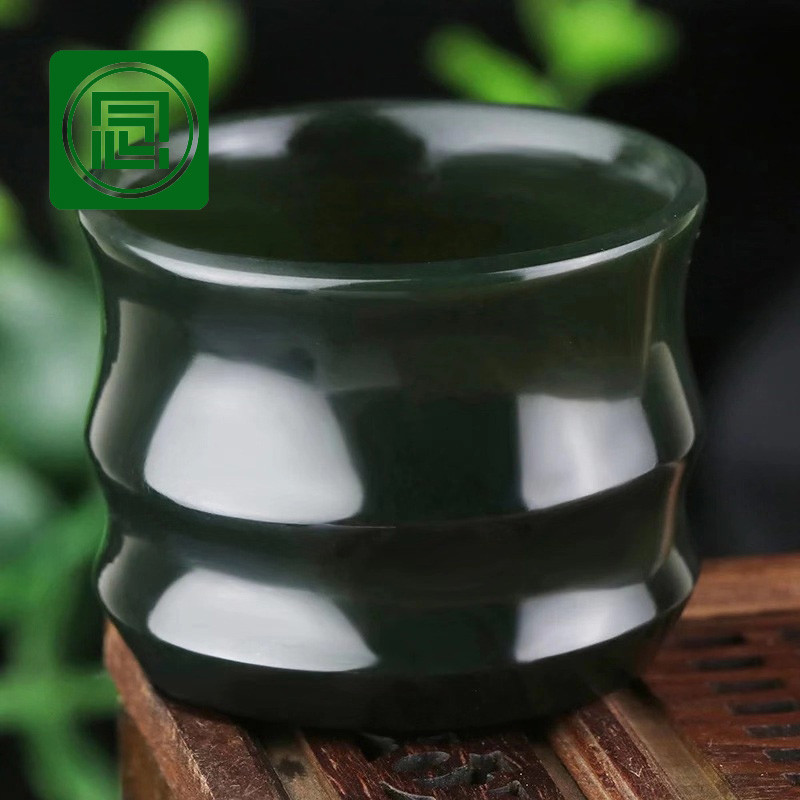 Nianyu jóias Xinjiang Hetian Jade conjunto de chá Natural preto safira xícara de chá Material fino Ultra-fino copo lumin