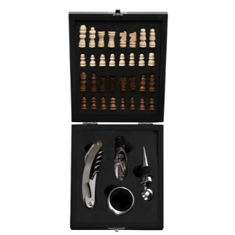 KIT ABRIDOR DE VINHO + MALETA + MINI XADREX