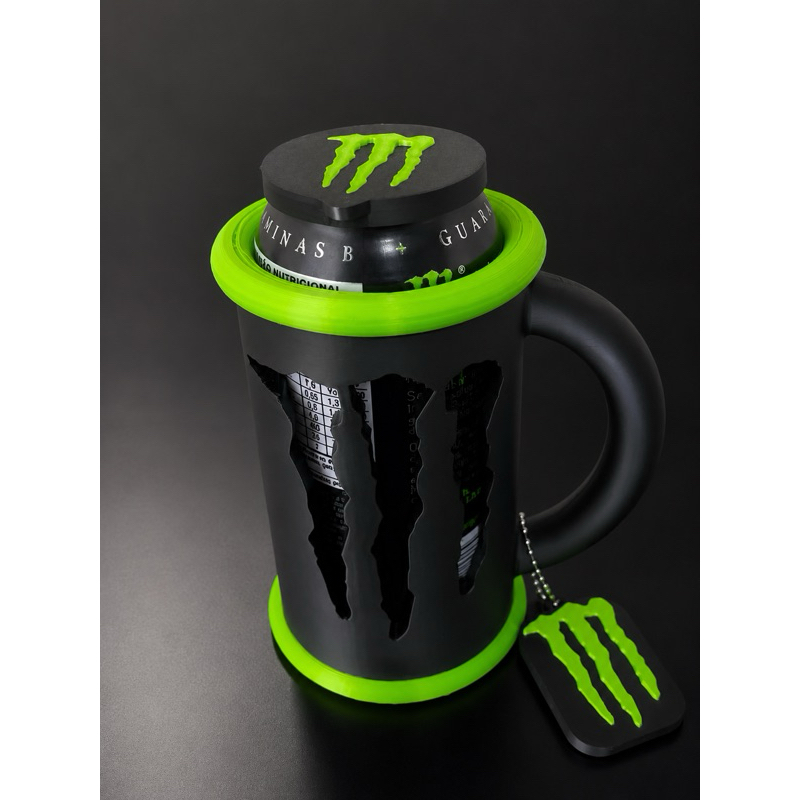 Copo Monster com nome Personalizado  Abridor de Latas + Tampa para Lata | Copo para Bebidas