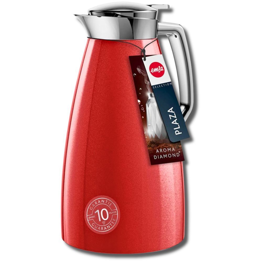 Garrafa de Café Térmica Emsa Plaza Vermelha 1L Original Alemã com Sistema Quick Press