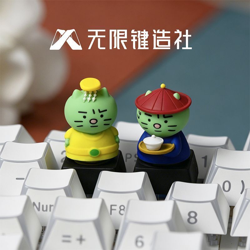 Focus Green Cat Co-Branded Série IP Keycap Brinquedo de descompressão giratório exclusivo personalizado substituível úni