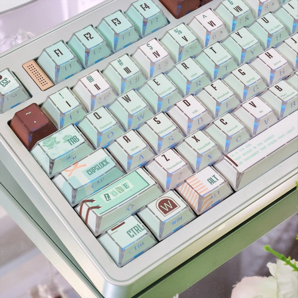 Mint Green Comic Shadow Keycap 120 Teclas Cherry/SOA Profile PBT PC Sublimação De Tinta De Cinco Lados Aula F75 F99 RK10