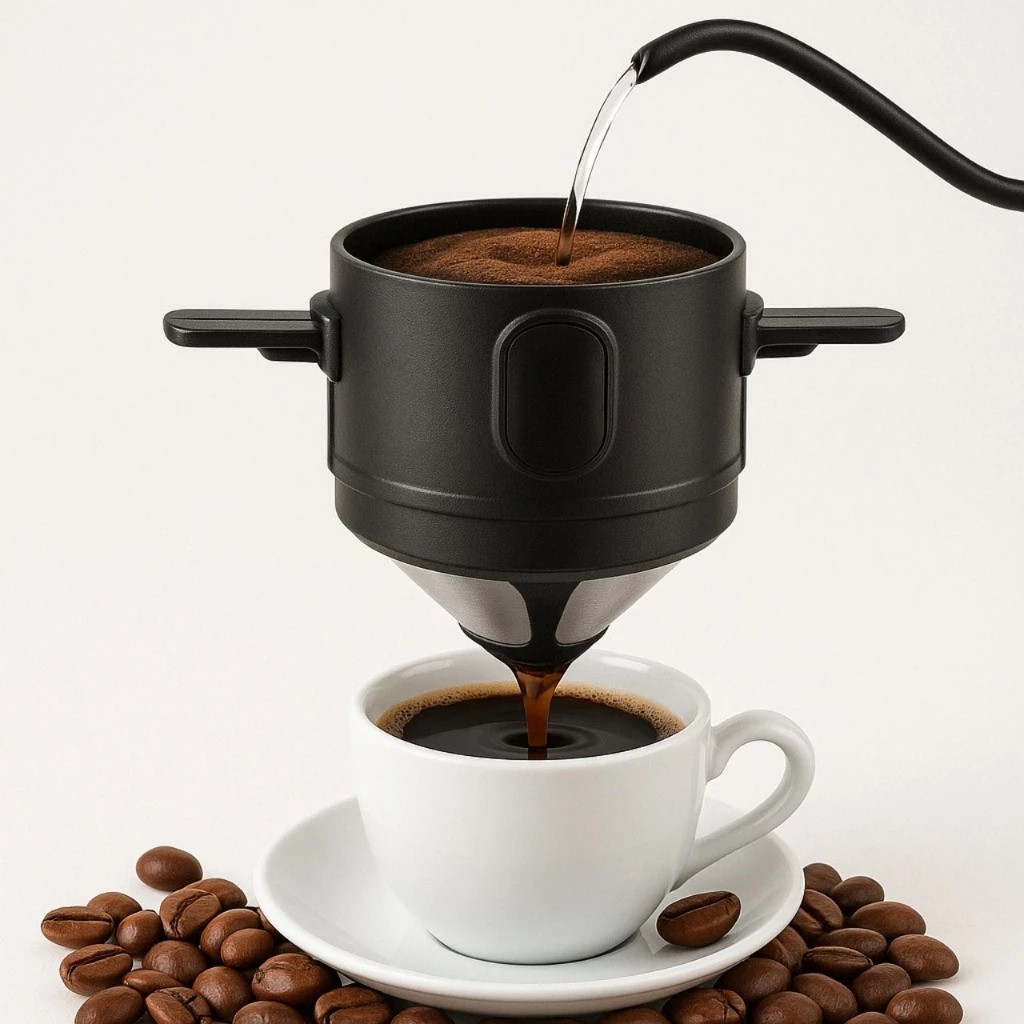Mini Filtro Coador Café Reutilizável Portátil Suporte Dobrável Garrafa Cafeteira Processa Bebida