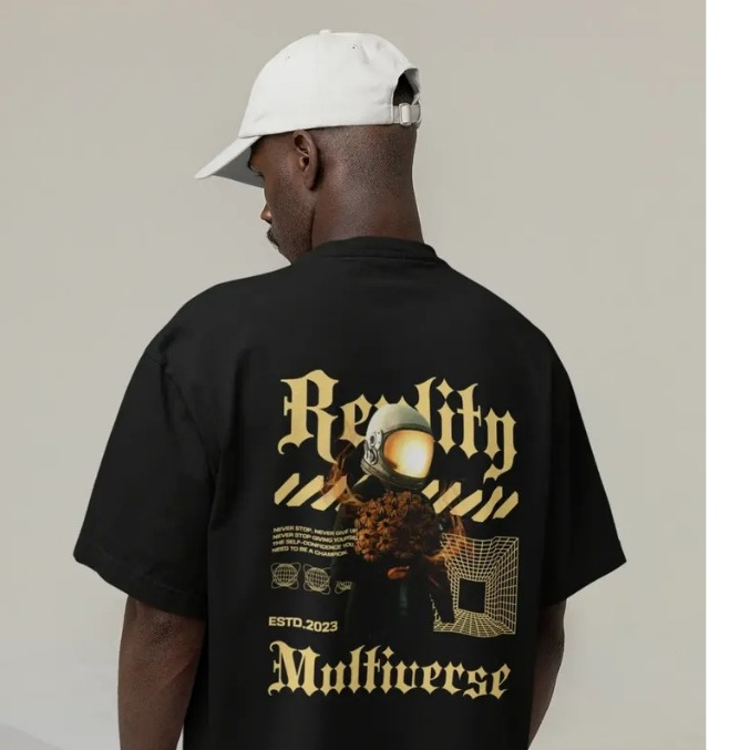 Camiseta Reality Multiverse Masculina Estampa Costas Streetwear Casual Manga Curta