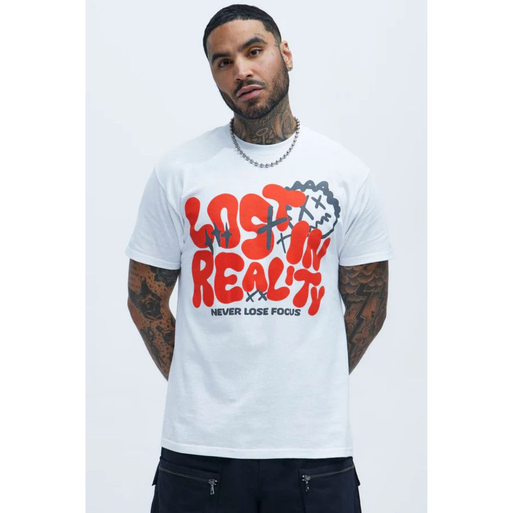 Camiseta Masculina Streetwear Lost In Reality Estilo De Rua Camisa 100% Algodão Fio 30.1
