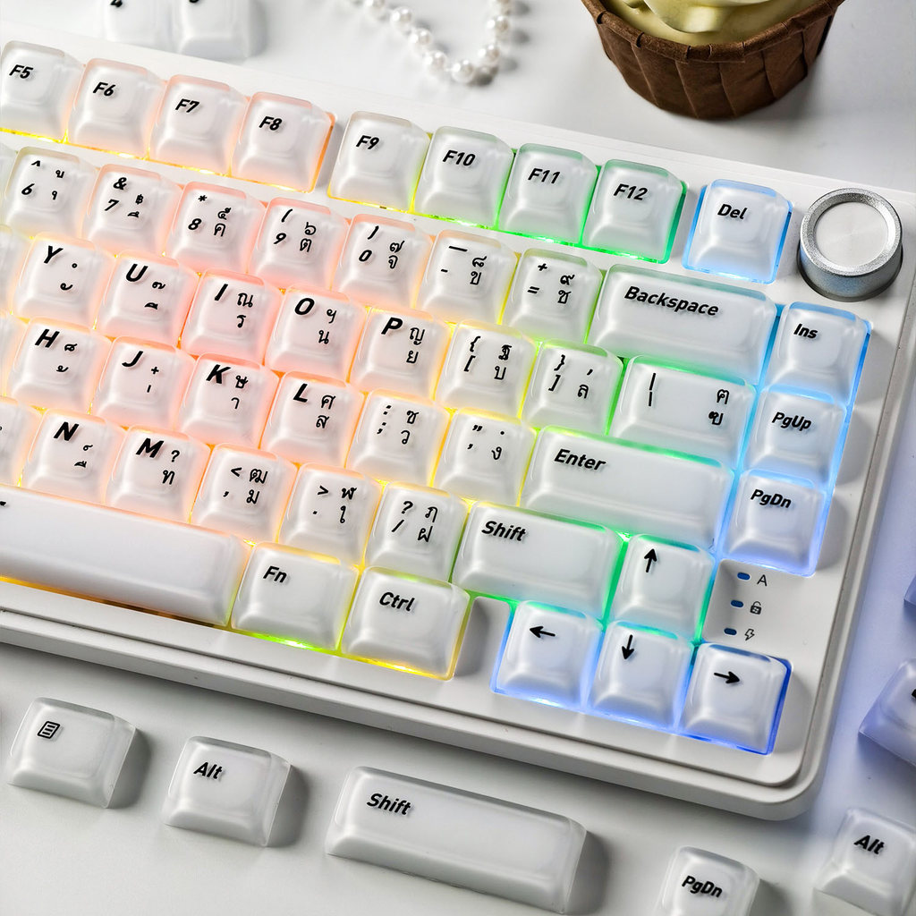 MAIMOOO Jelly Matte Thai Keycap CSA Profile 132 Teclas PBT/PC Double Shot Square Keycaps Aula F75 Galaxy 100 Bonito Text