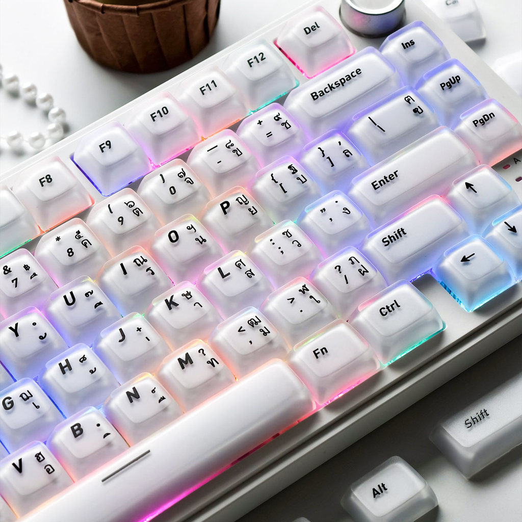 MAIMOOO Matte White Keycap CSA Profile 132 Teclas PBT/PC Double Shot Square Keycaps Aula F75 Galaxy 100 EN/TH Criativo S
