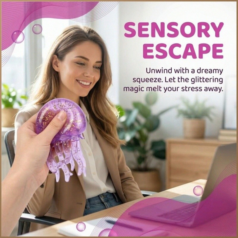 [Calms Anxiety Effectively] 【Stress Relief / Sensory Play】Jellyfish Squishy Toy / Tactile Stress Reliever / Sensory Fidg