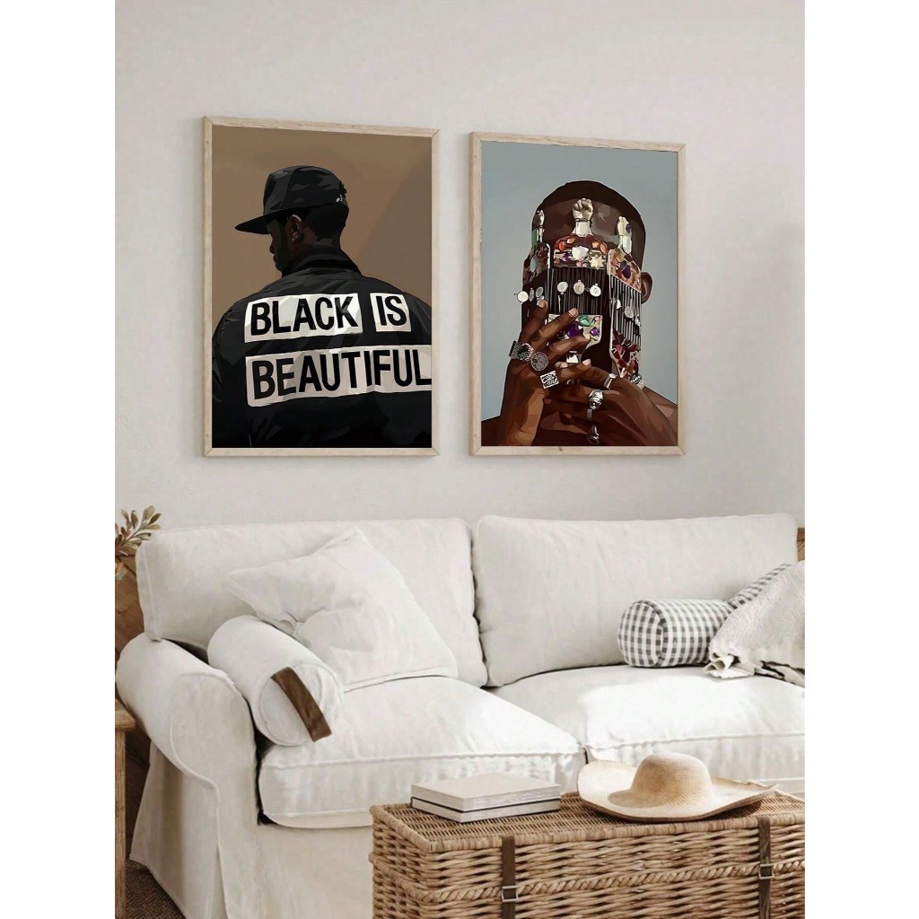 Quadros decorativos Black is Beautiful Joias Africana (2 peças)