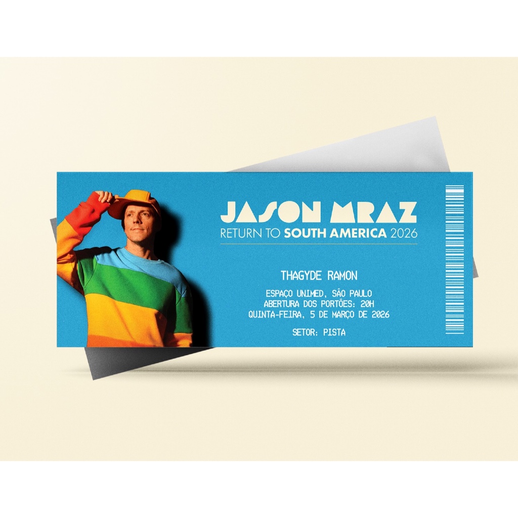 Ingresso Holográfico Personalizado Jason Mraz - Return to South America 2026
