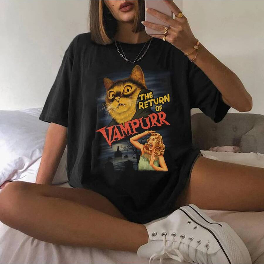 Camiseta Unissex The Return Of Vampurr Gatinho Lançamento T-shirt 100% Algodão Fio 30.1