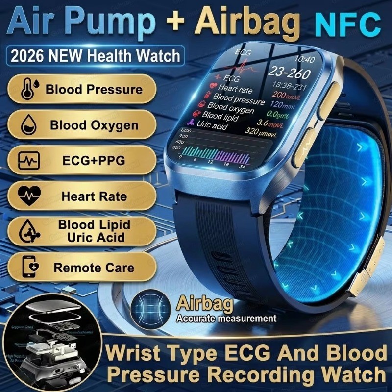 2026New Bomba De Ar Airbag Verdadeira Pressão Arterial Smartwatch MultiDimensional Monitoramento Saúde Micro Exame Físic
