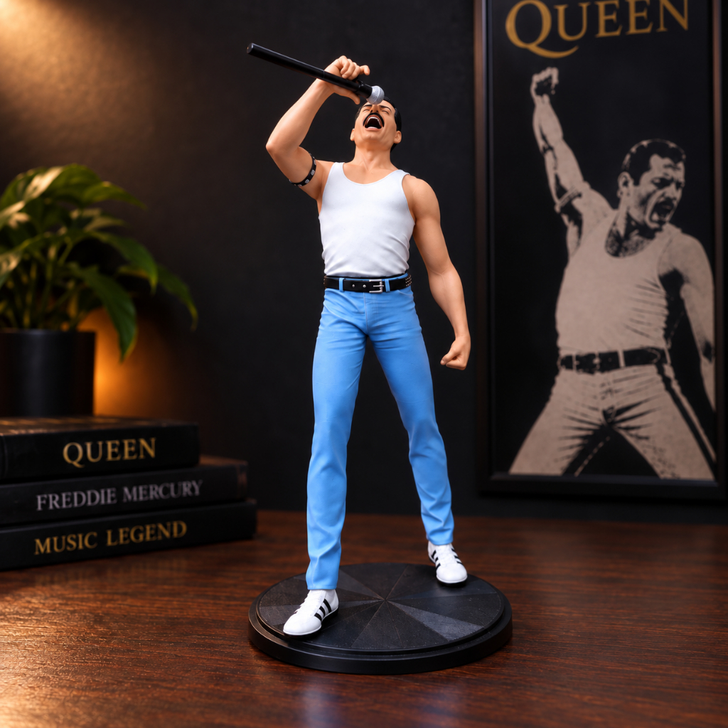 Freddie Mercury Queen | Estátua em Resina 3D | 20cm | Boneco Colecionável | Decoração para Fãs de Rock