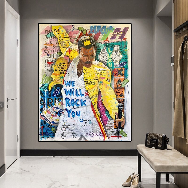Quadro Decorativo Freddie Mercury Colorido 60x40