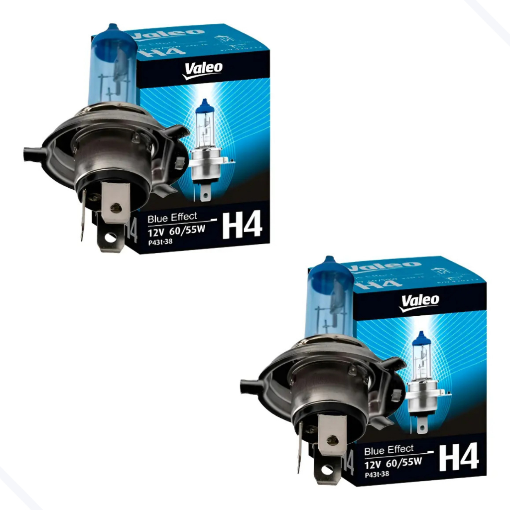 PAR Lâmpadas Farol Baixo E Alto H4 valeo Blue effect 12v 60/55w CARRO / MOTO