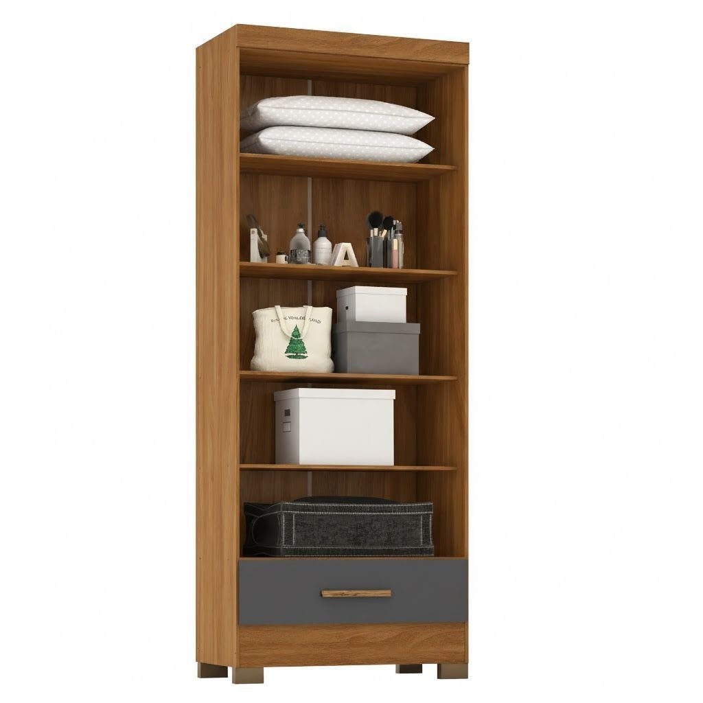 Módulo Closet 1 Gaveta Smart Versatile Espresso Móveis Bege/Cinamomo/Chumbo