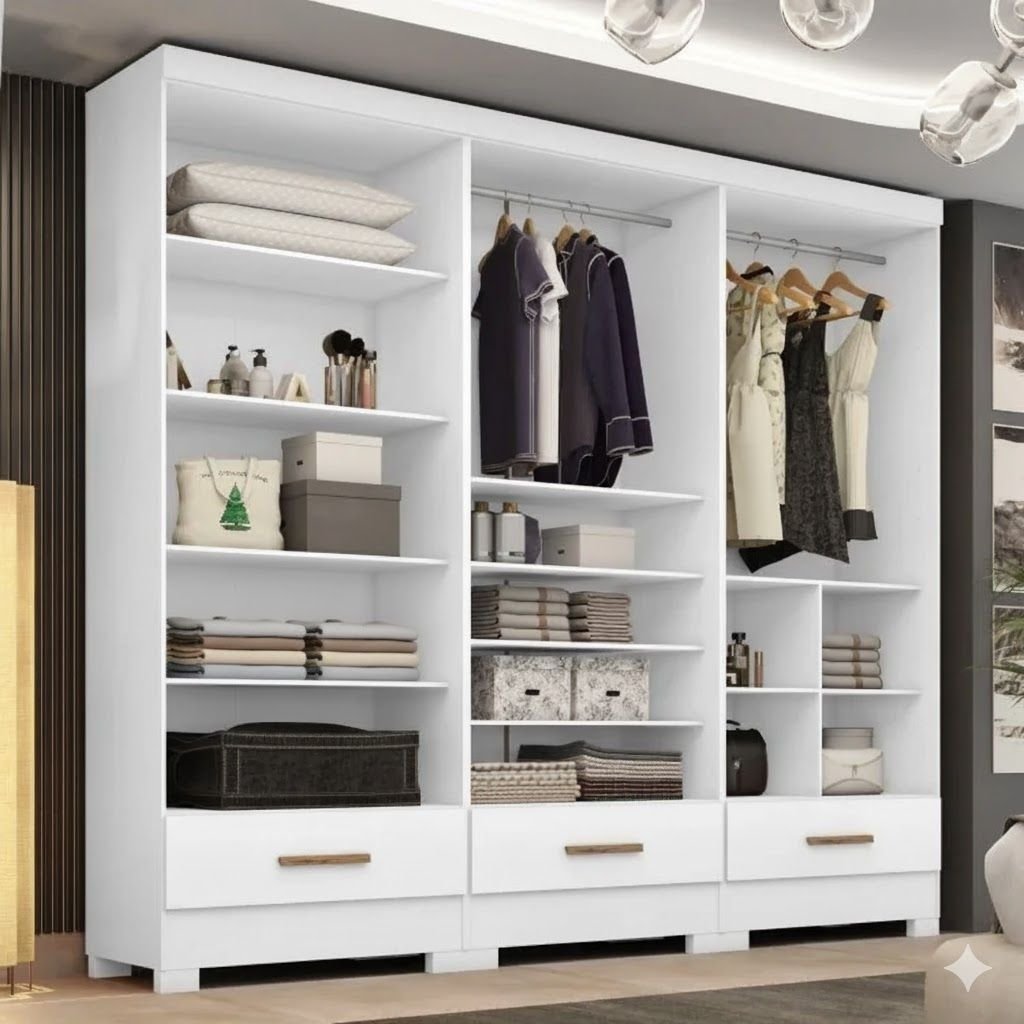 Closet Modulado 3 Peças 3 Gavetas Smart Versatile Espresso Móveis
