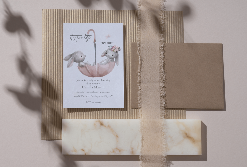 Baby Shower Invitation Template for Twins