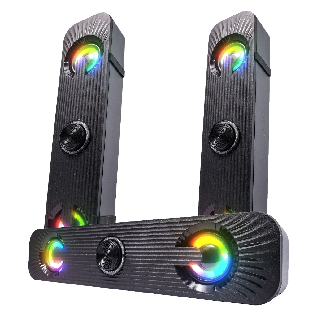 Caixinha De Som Soundbar Tv Smart Alto Falante Filmes Musicas RGB Conexão P2 USB Pc Note computador