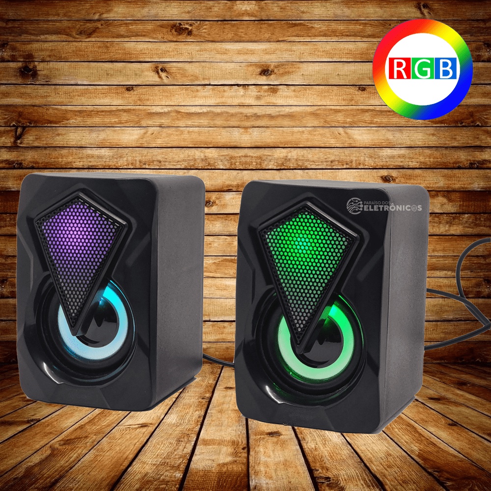 Caixa De Som Multimídia Potente 6w Led Colorido 2 Canais Para Músicas Filmes E Jogos KPRO800