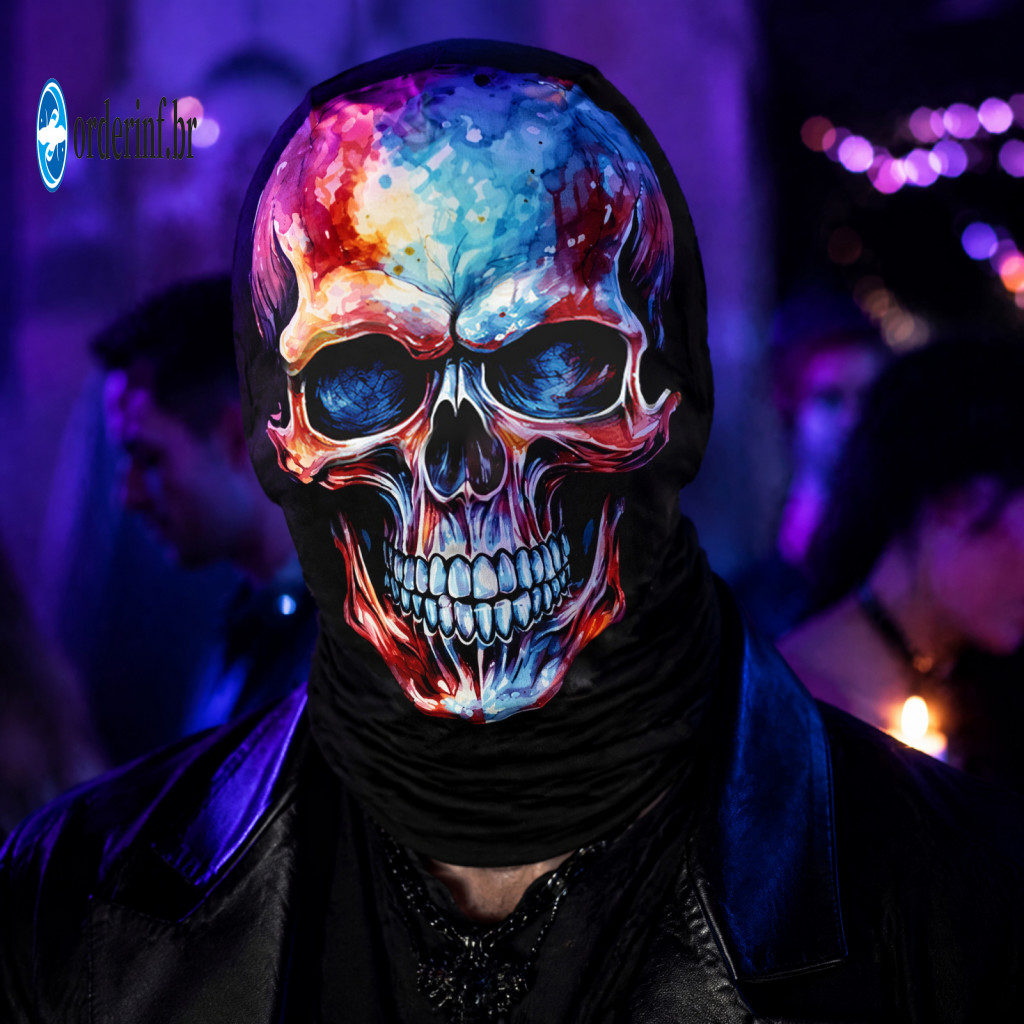 3d Printed Full Face Mask Season Multi Use Headgear Skull Print Halloween Balaclava Breathable Mesh Cover Uv Protection