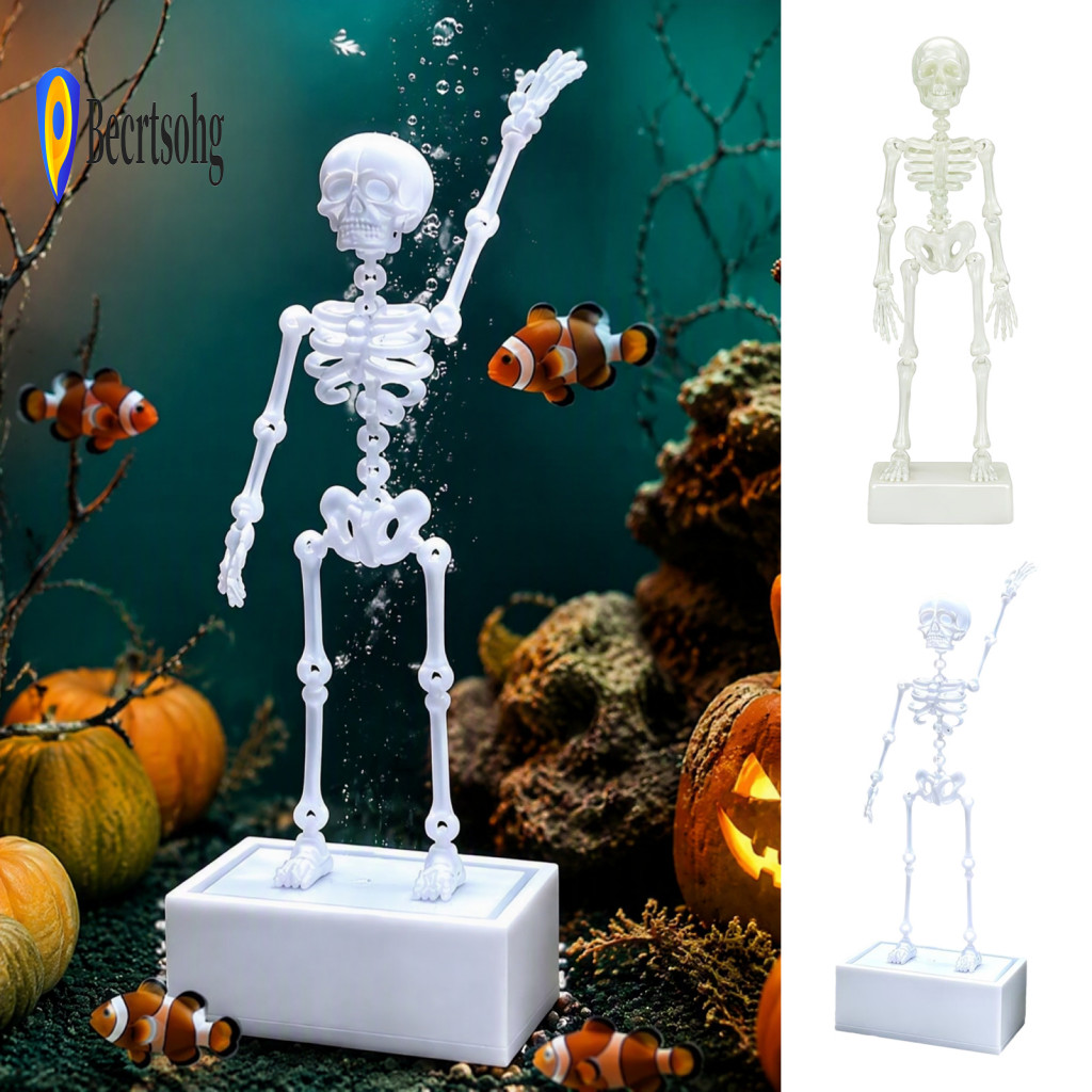 Air Powered Fish Tank Accessory Skeleton Ornament Dancing Aquarium Bubbler 3d Printed Air-powered Moving Skull Decor Sty