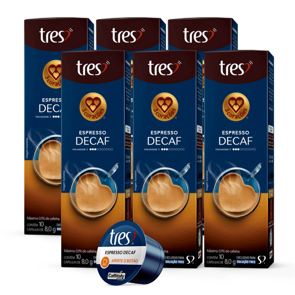 6x Cápsula de Café Tres 3 Corações Espresso Descafeinado 10 Unidades