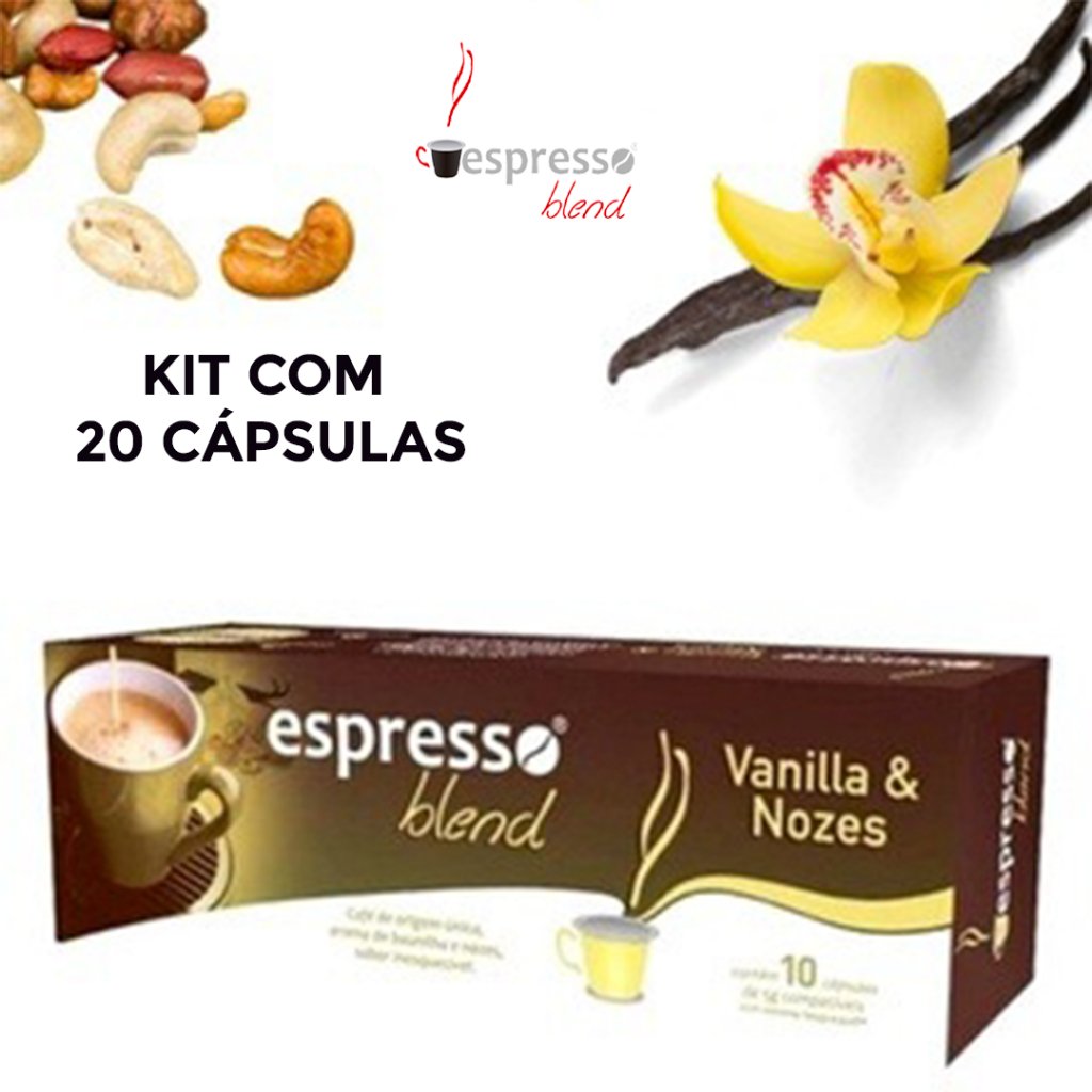 20 Capsulas de Café MAQUINA NESPRESSO Aroma Vaniila e nozes Espresso Blend
