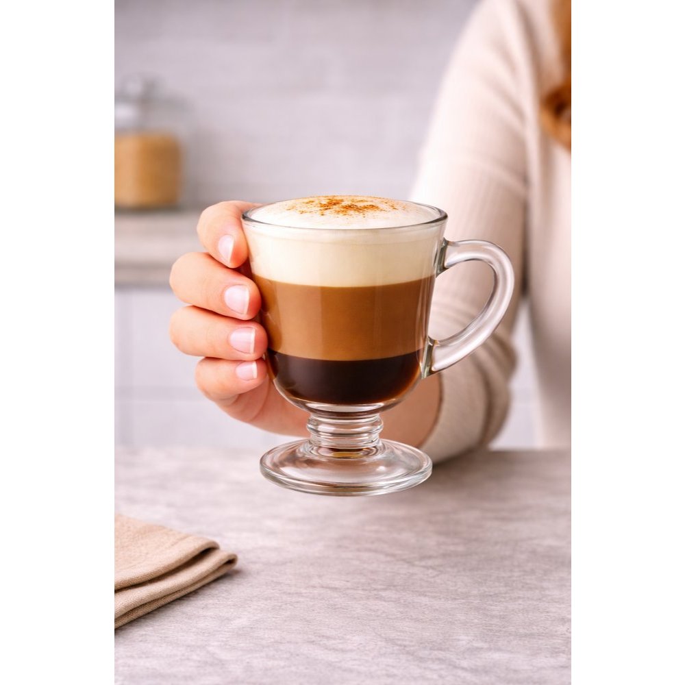 Jogo 4 Xícaras Caneca Café chá Capuccino Vidro Transparente 120ml Coffee Station Gurmet