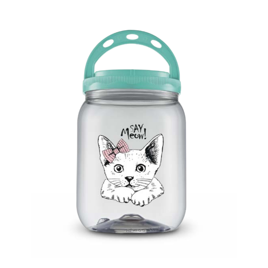 Pote Porta Ração Armazenador 1,7L Gato Baby Cat Petiscos Porta Guarda Ração Com Alça Contêiner Dispenser Pet Com Tampa Portátil