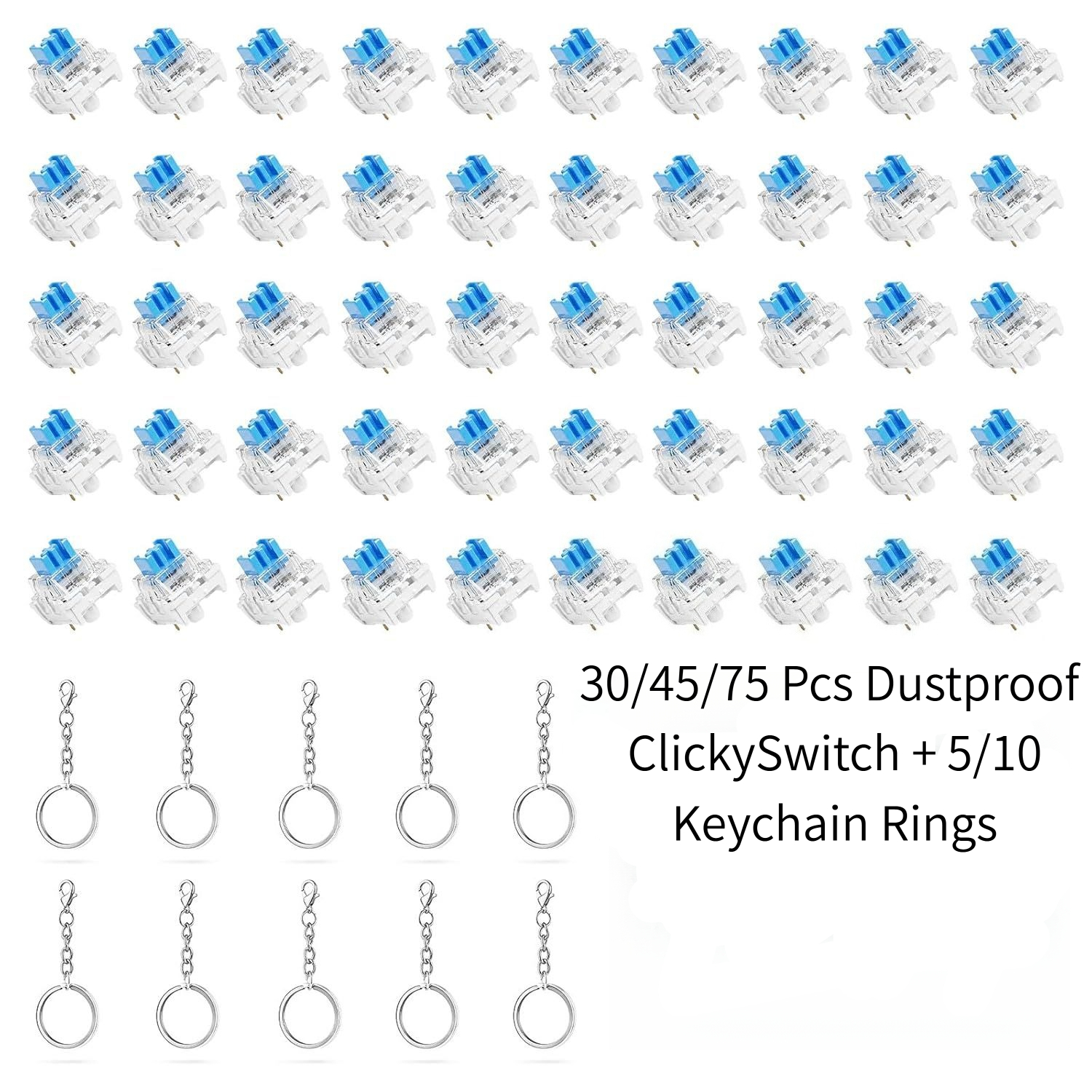 Interruptor De Teclado Mecânico ITLY Tátil Clicky Com 10 Chaveiros , 30 Milhões De Cliques Fidget Clicker Switch Para Im