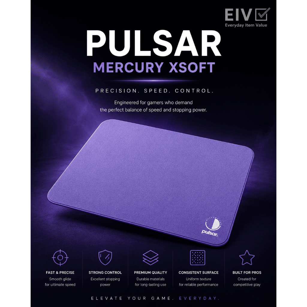 ⭐ Pulsar Pu Mouse Pad Para Jogos eS Mercury Pro XSoft XL Tapete De Pano De Velocidade E Controle 490 420 mm Roxo