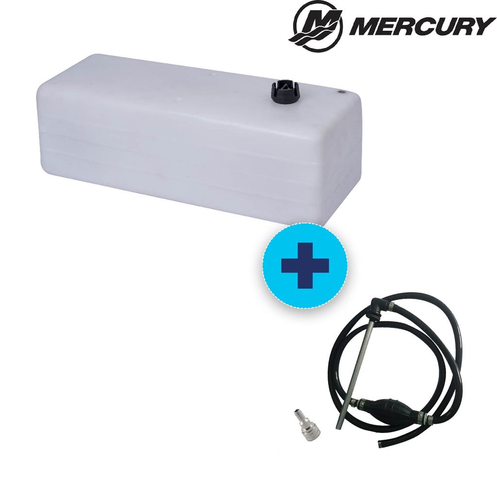TANQUE 60 LITROS COM MANGUEIRA COMPLETA MERCURY SEA PRO, SUPER, JAPONÊS ou TOHATSU - BRANCO