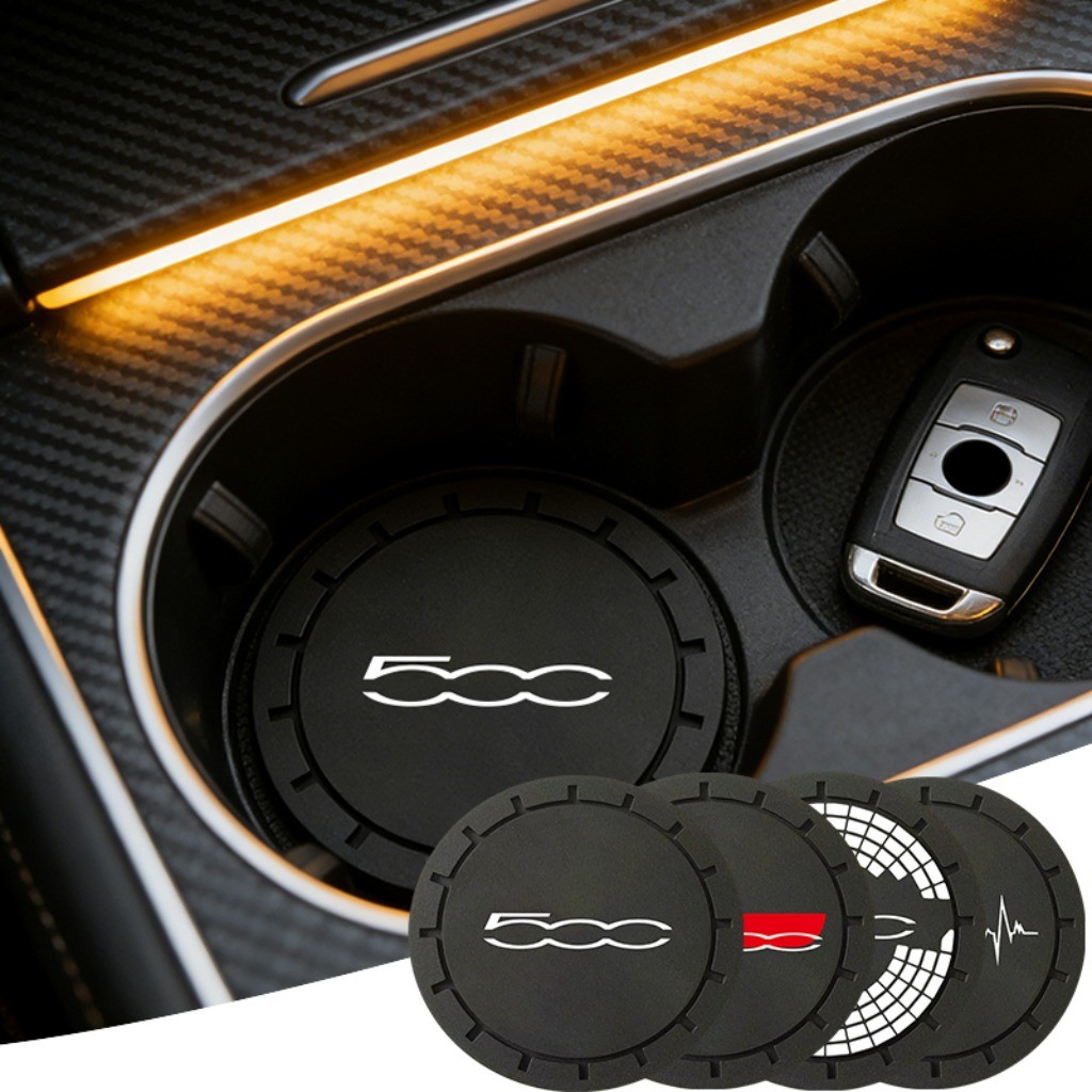 1 Peça Silicone Tapete Porta Copos Carro Interior Do Carro For Fiat 500 Cult Lounge Sport Abarth 500e Electric