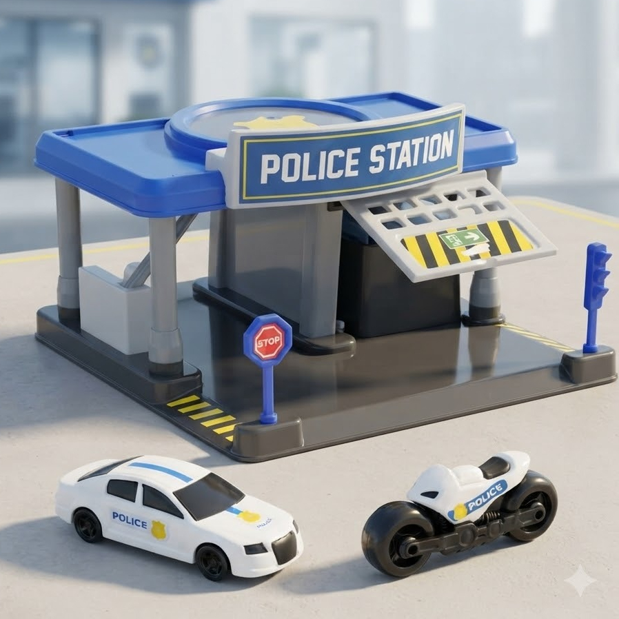 Posto Policial Brinquedo Base Policia Carro Moto Viatura Police Station infantil Criança