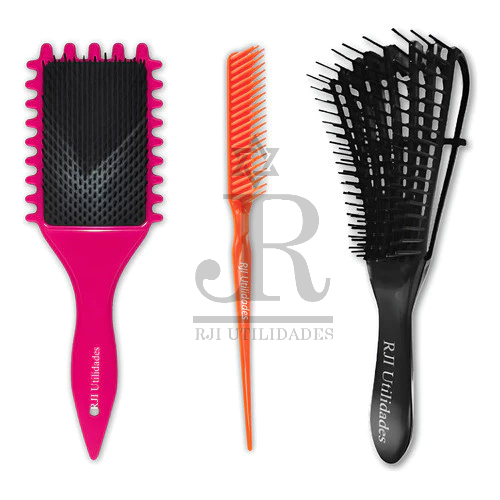 Escova Cabelo Fitagem Definição Cacho Pente 3 Fileiras Polvo Escova Bounce Curl