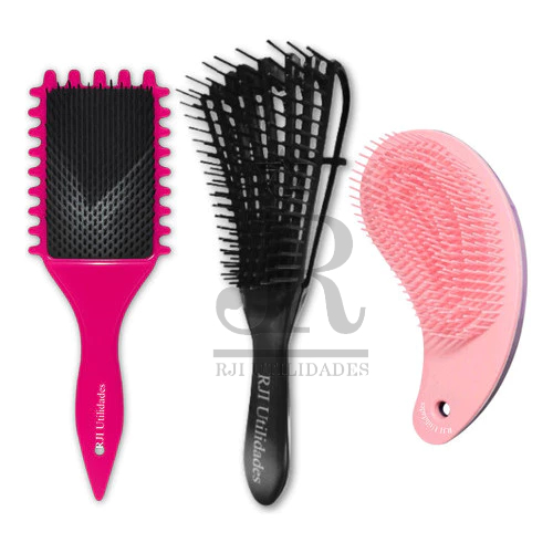 Kit Escova Cabelo Fitagem Gringa Bounce Polvo Magica Cachos