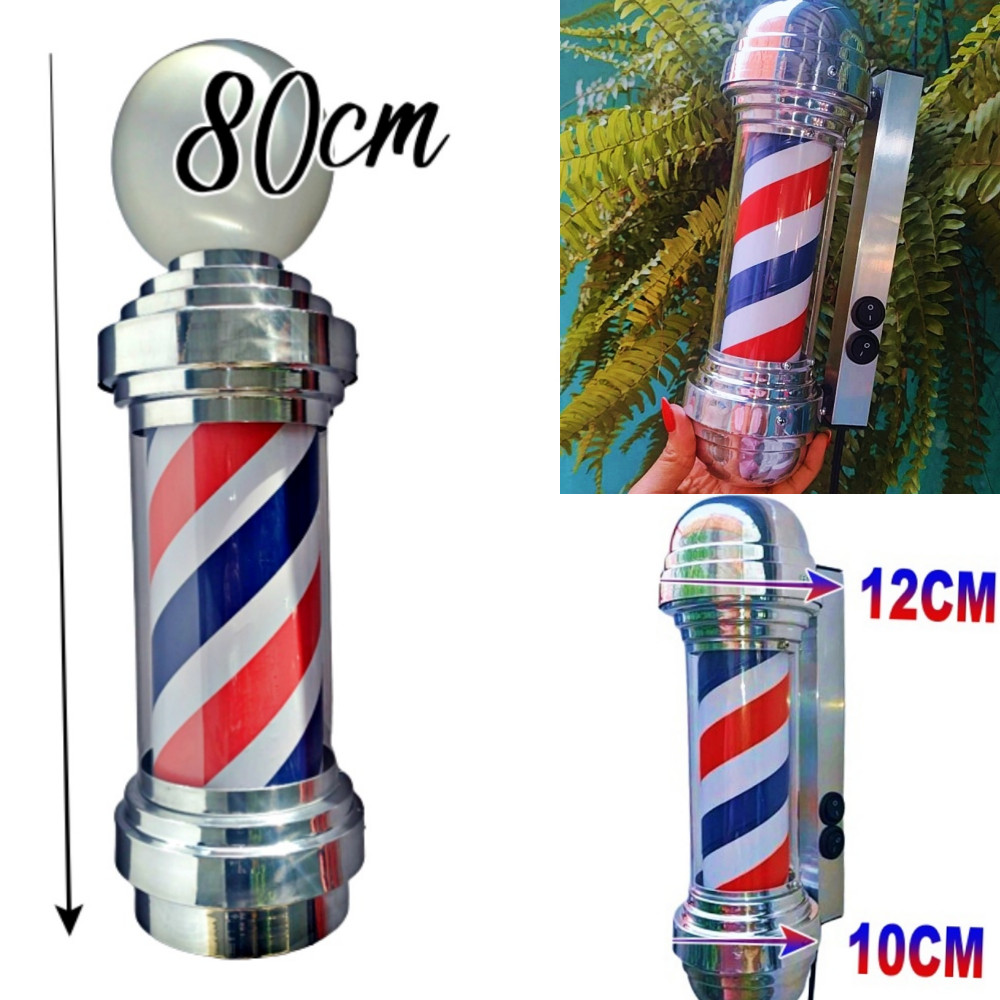 BARBER POLE GIRATÓRIO 80CM TAMANHO BIG + LINDO MINI POLE 30CM.