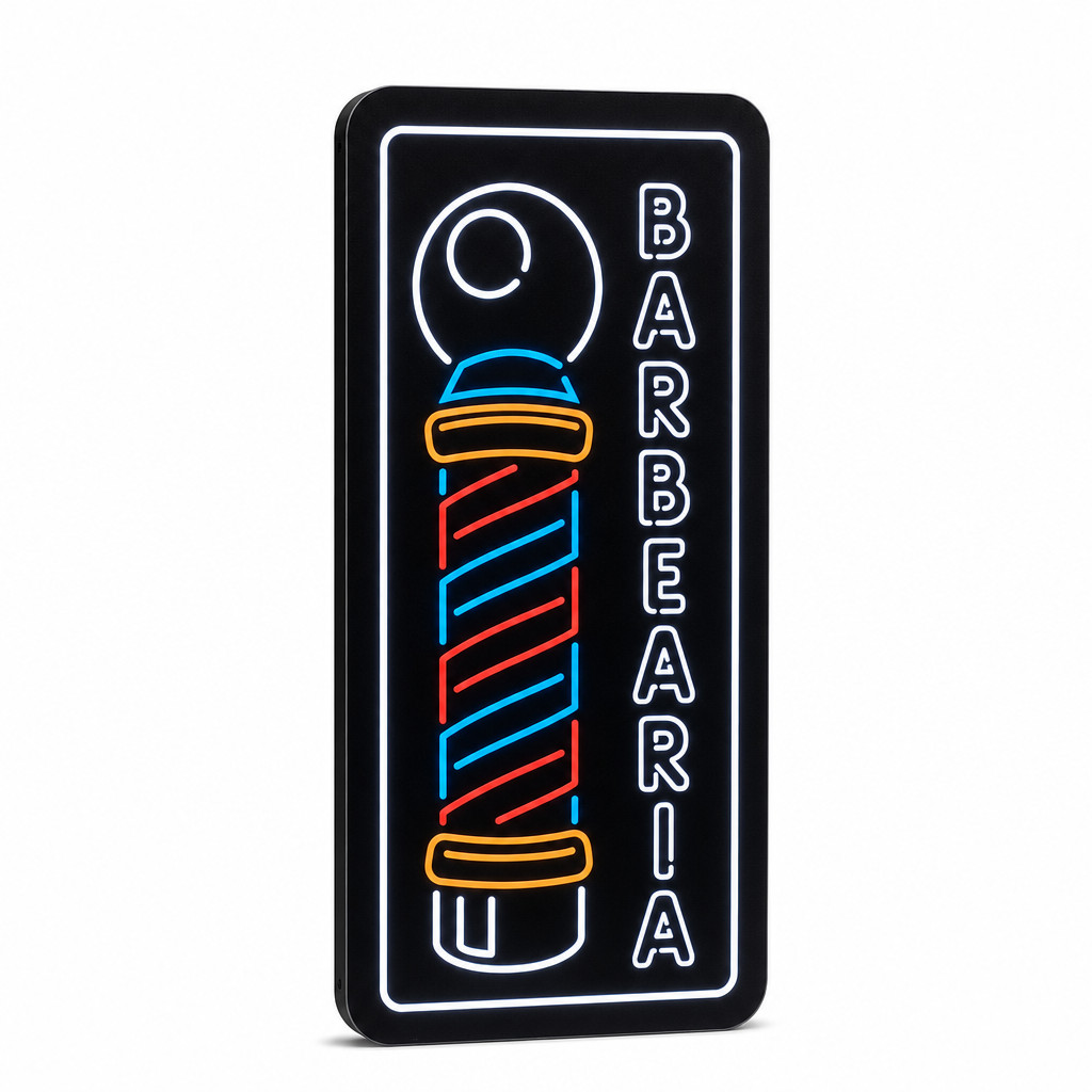 Letreiro Luminoso Barbearia Barber Pole Decoração Barbearia
