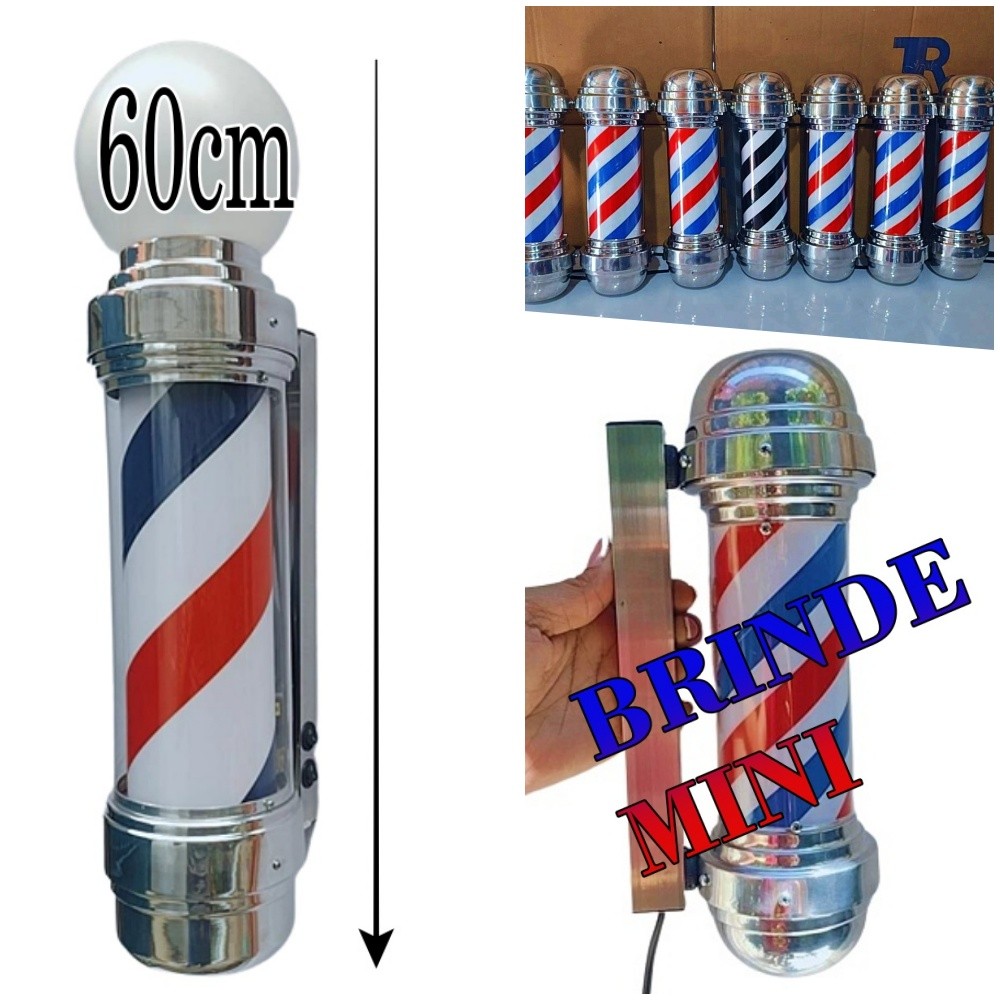 BARBER POLE GIRATÓRIO 60CM+BARBER MINI 30CM PROMO.