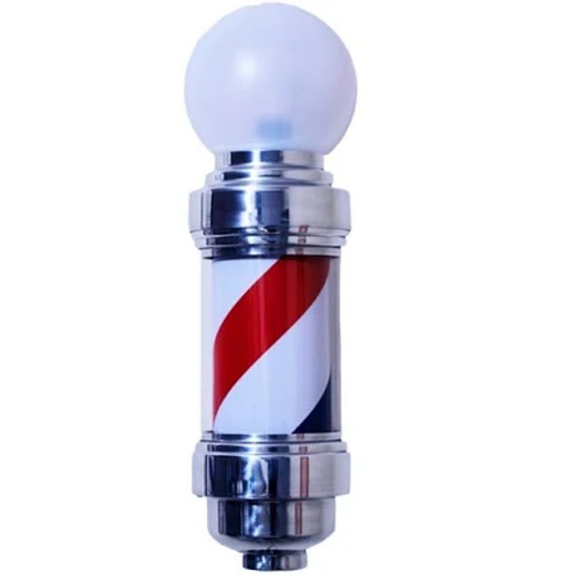 BARBER POLE GIRATÓRIO 50CM  ESTILO AMERICANO.
